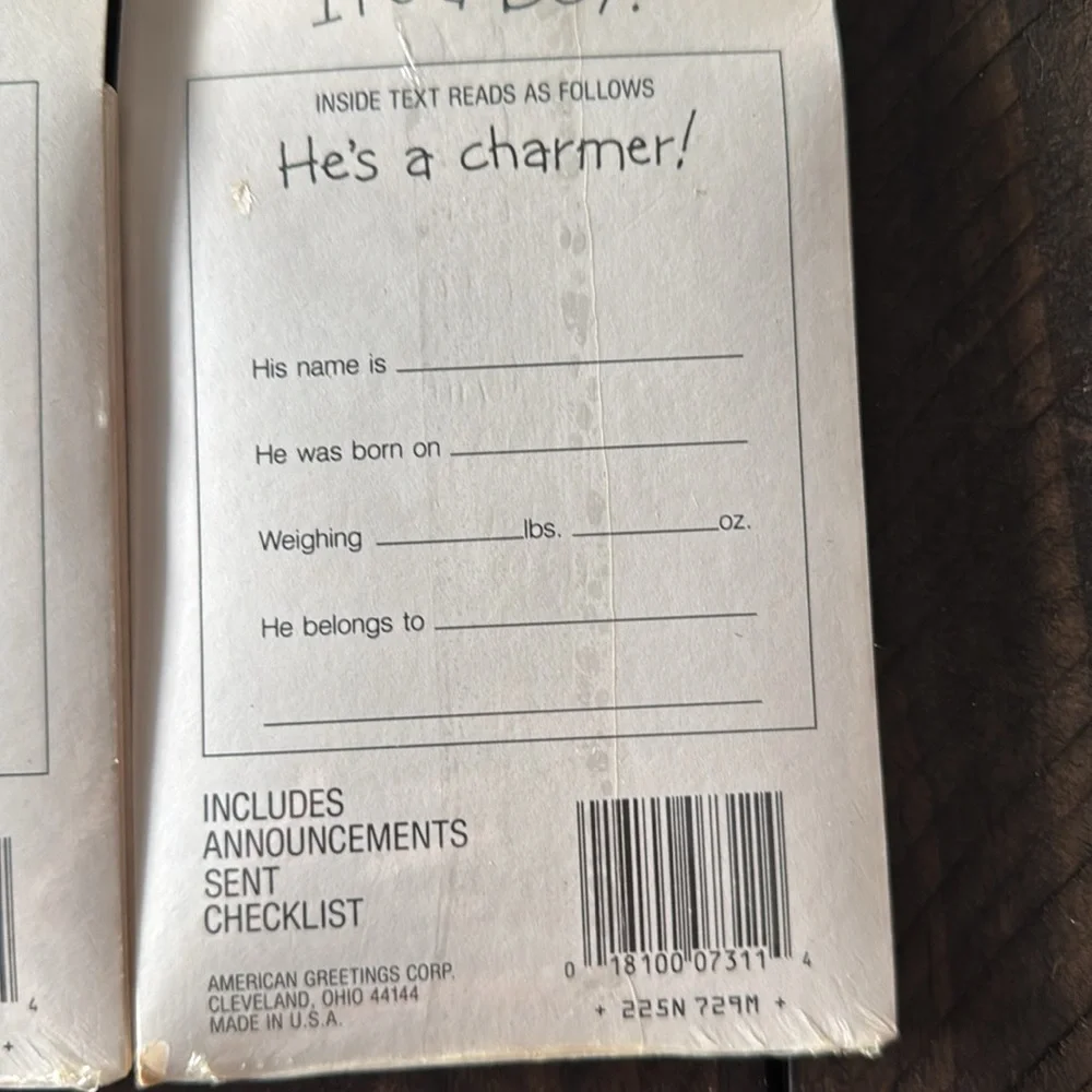 2 packages of vintage 1980s baby boy birth announcement.